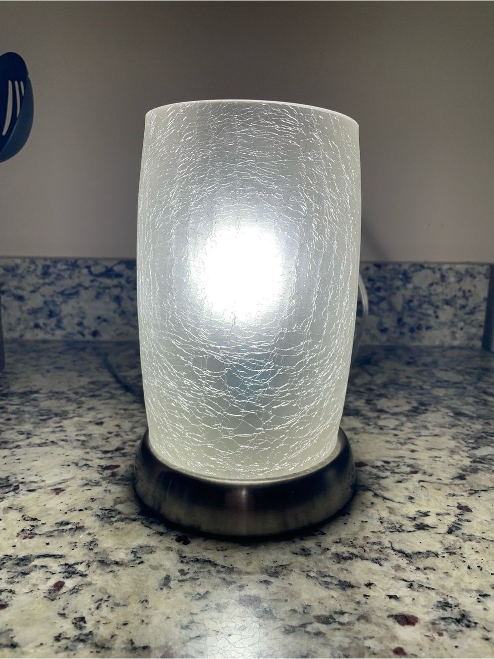 Modern Frosted Accent Table Lamp with Crackled Glass Shade & Brushed Nickel - Picture 9 of 16